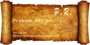 Prokopp Réka névjegykártya